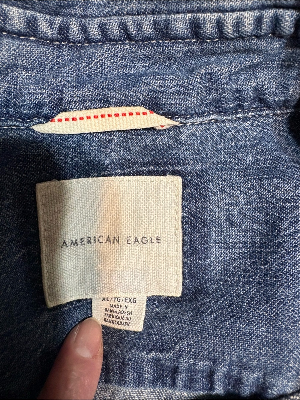 Men’s American Eagle Outfitters Light Blue Denim Shirt Size XL/TG - Picture 9 of 10